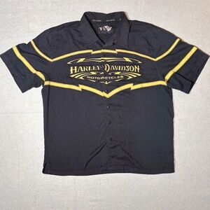 Harley-Davidson Men's Black Shirt with Yellow Accents